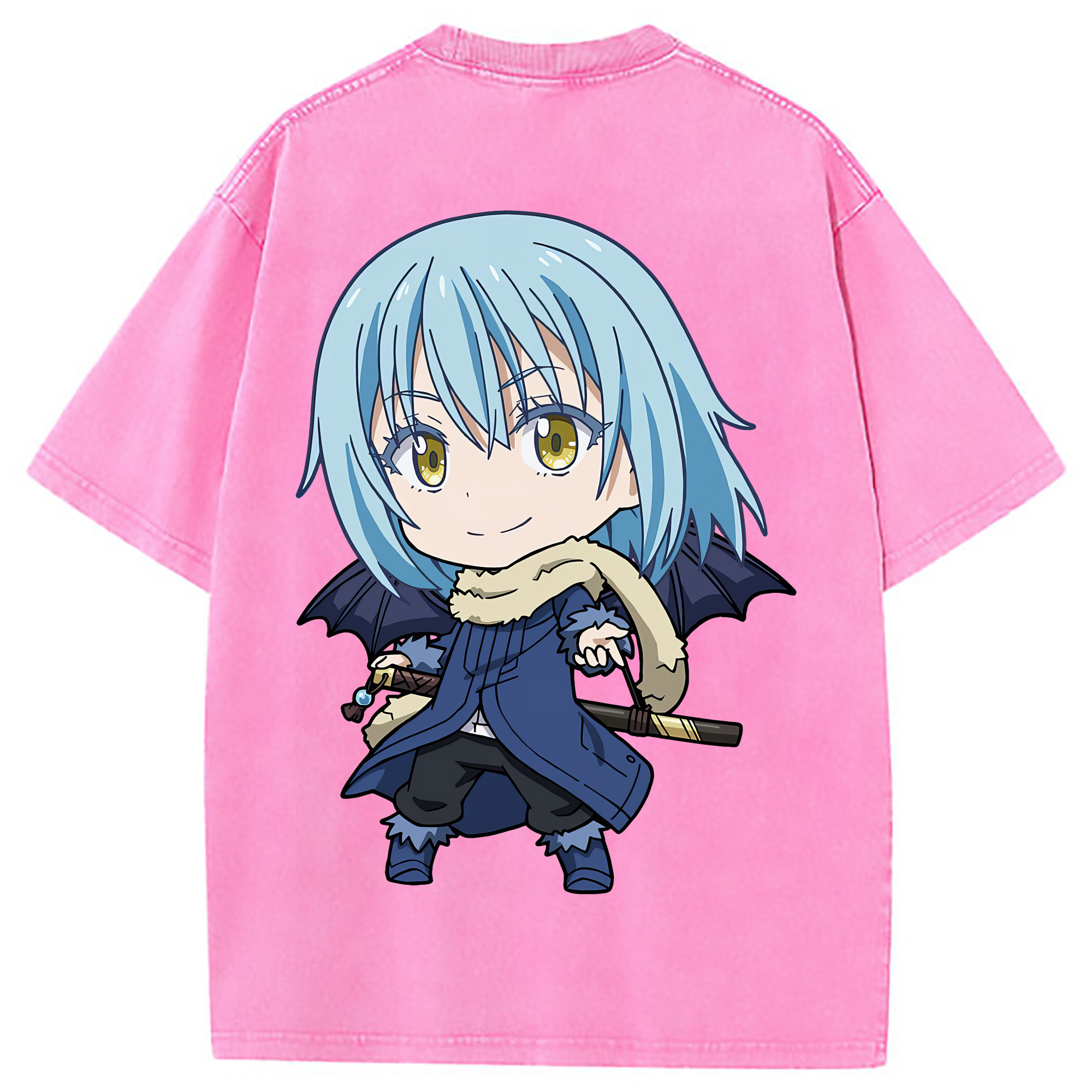 （画像用） 転スラ Regarding Reincarnated to Slime 綿100% ヴィンテージ風 半袖Tシャツ（背面プリント）